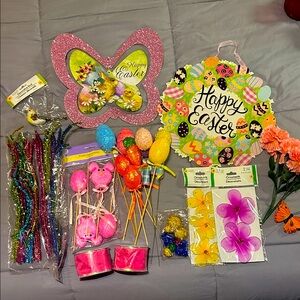 Easter Decoration Set with Pink, Yellow, and Green Accents some NIP